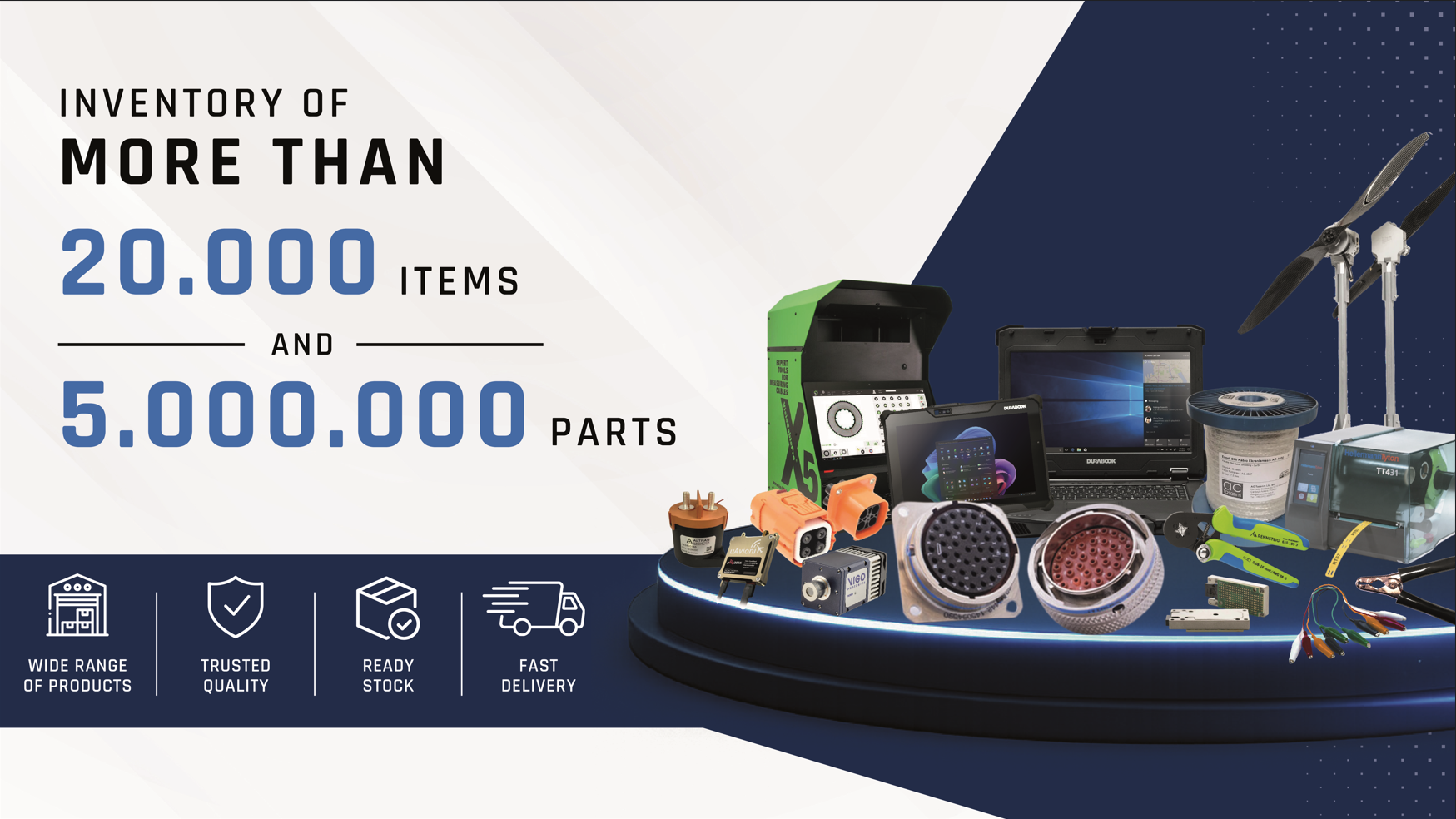 More than 2,000,000 parts in stock